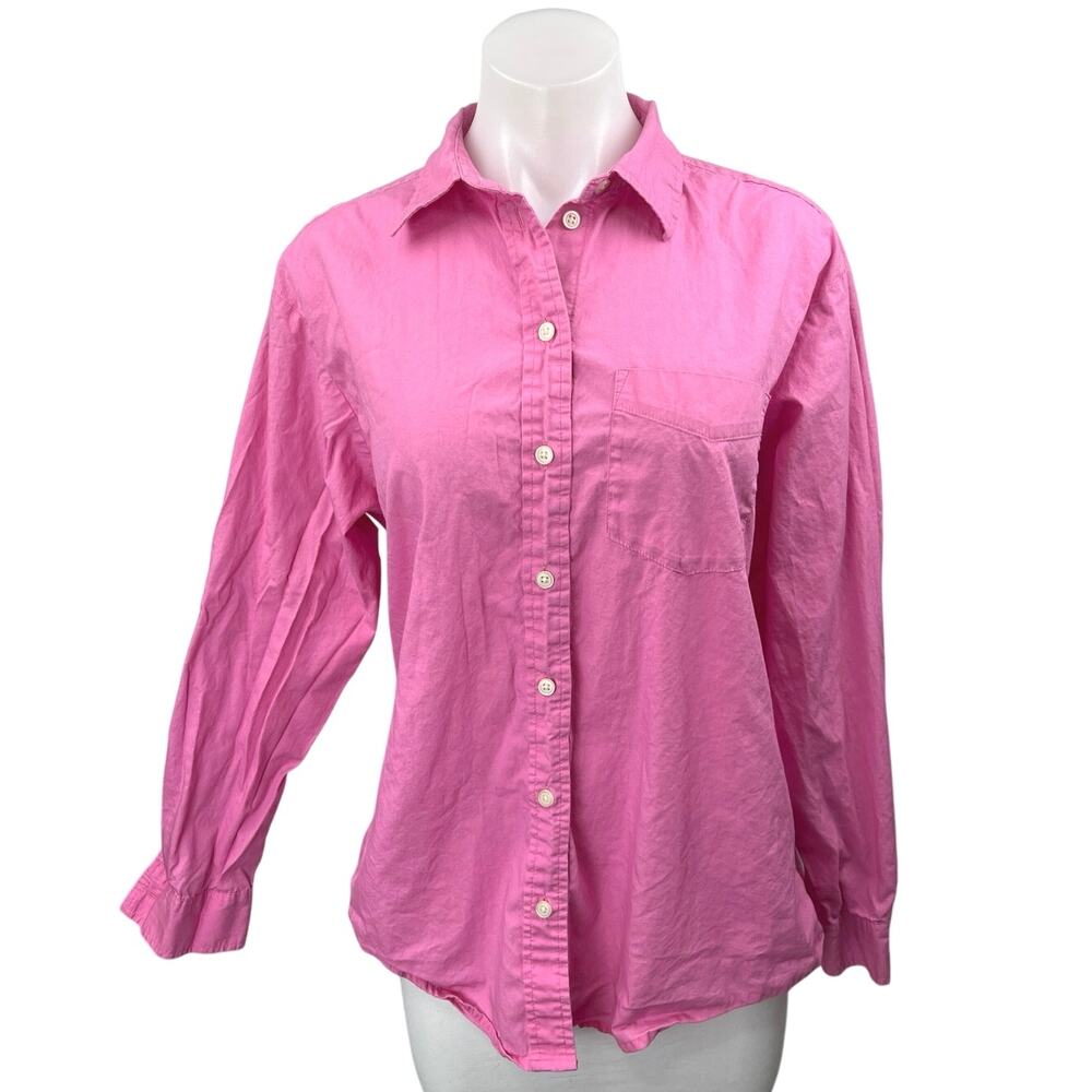 Gap Women's Pink Pocket Long Sleeve Collared Button Down Blouse Shirt Top Size S